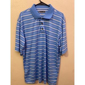 Pebble Beach Performance Striped Golf Polo Size XL Blue Polyester Stretch